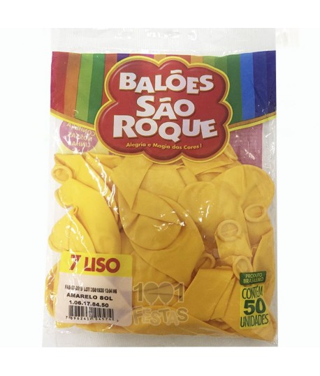 Balão São Roque Liso 7.0 Amarelo C/50 UN