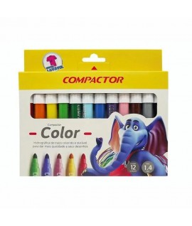 Caneta Hidrocor Compactor Color C/ 12 - 15176/15823 Jumbo