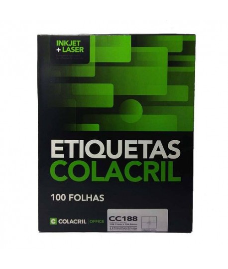 Etiqueta Colacril Carta CC188 138,11x106,36 4 Por Folha Cx C/100Fls