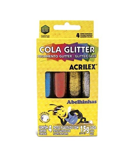 Cola Colorida Com Gliter 4 Cores Acrilex