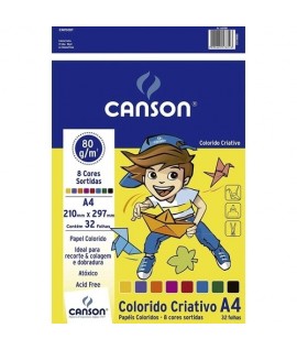 Papel Canson A4 Color 80G 8 Cores PCT 32Fls
